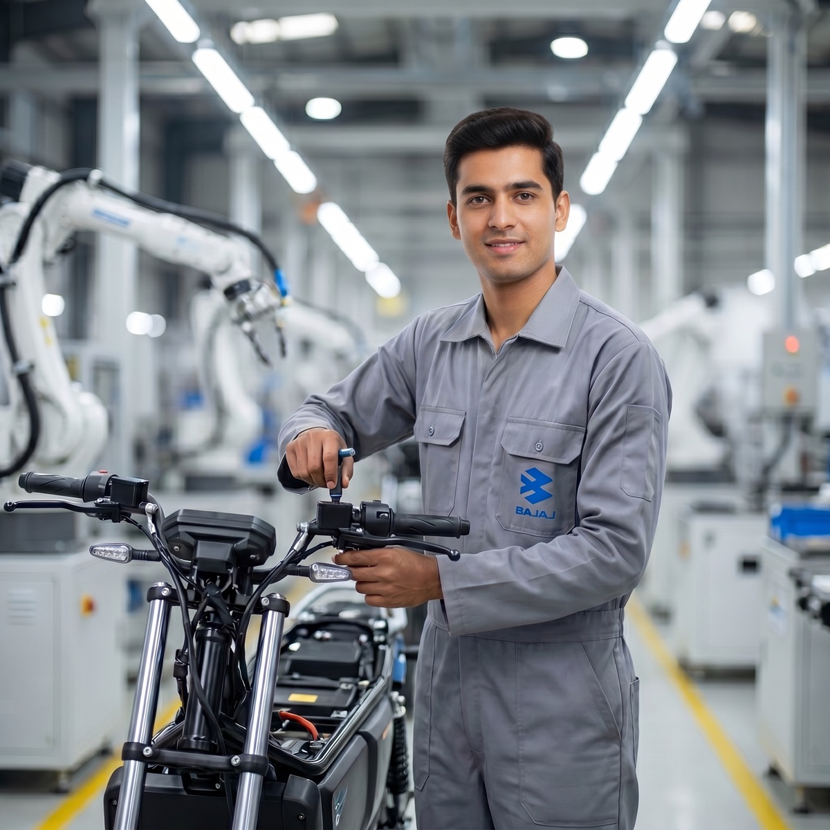 Apprentice on an industry production line